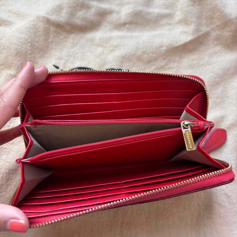 Burberry Red and Tan Wallets with Iconic Check Pattern - Picture 4 of 5